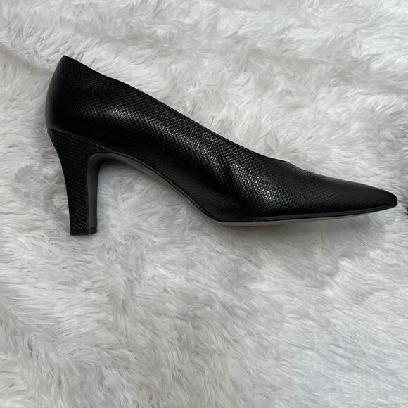 Stuart Weitzman black pump heel pebbled leather 7 - Picture 8 of 12